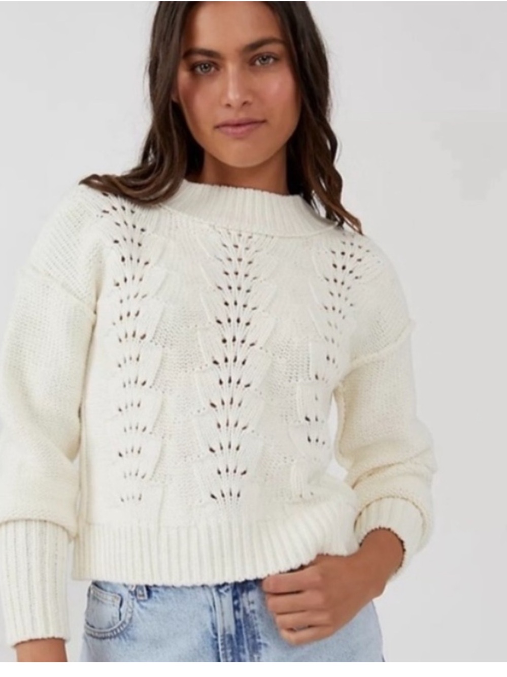 Free People Bell Song Cream Knit Sweater